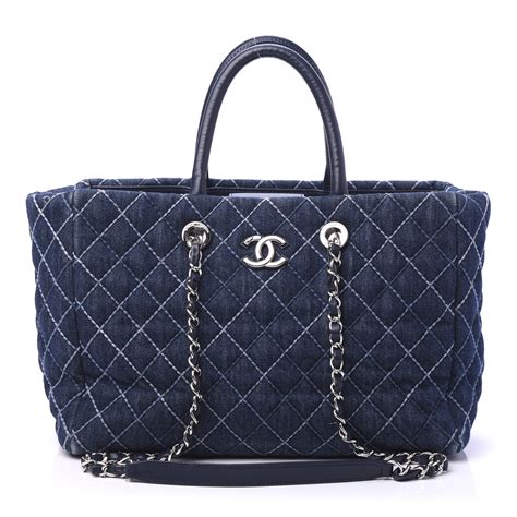 chanel denim shopping tote